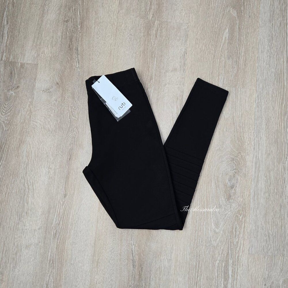 Ruti Moto Ponte Leggings 00 Black Rayon Blend Minimal New With Tags + Flaw $159